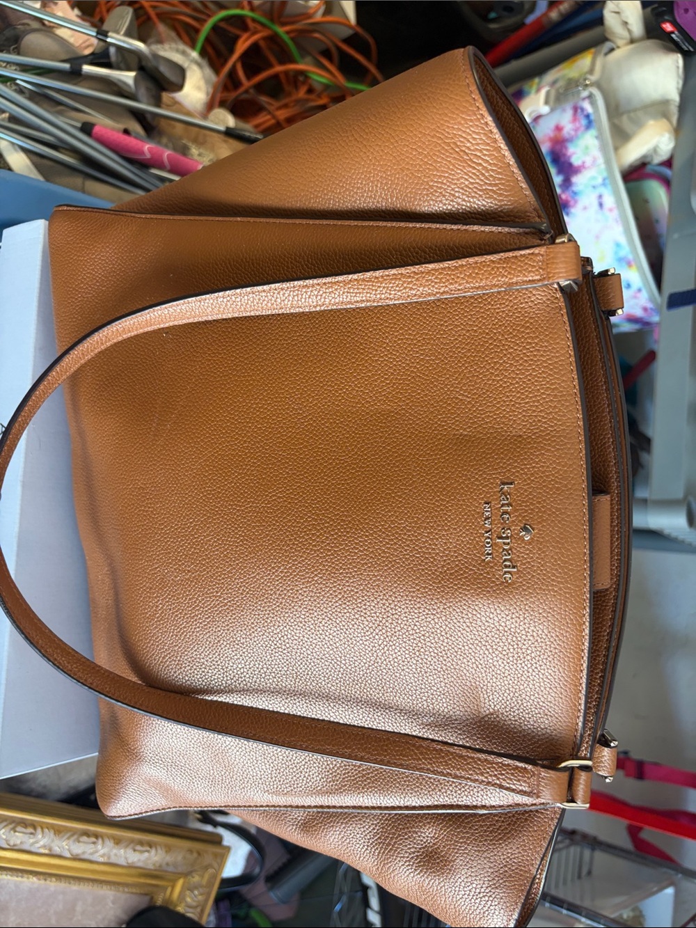 kate spade Tan Pebbled Leather Shoulder Tote